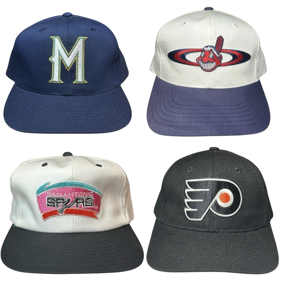 Vtg 90s NBA MLB NHL Youth SnapBack Baseball Caps